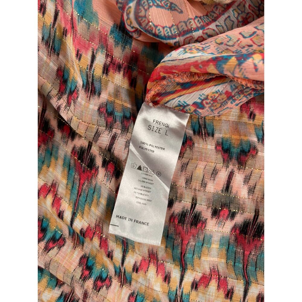 Casting Paris Tunic Top Large Pink Paisley Crochet Fringe L Coverup - Picture 7 of 10
